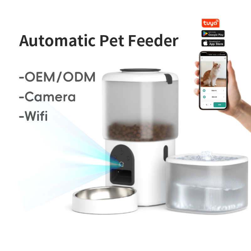 2 su 1 Camera wifi Smart Automatic Cat Feers cronometrati per gatti e cani alimentatore per alimentari a secco in acciaio inossidabile